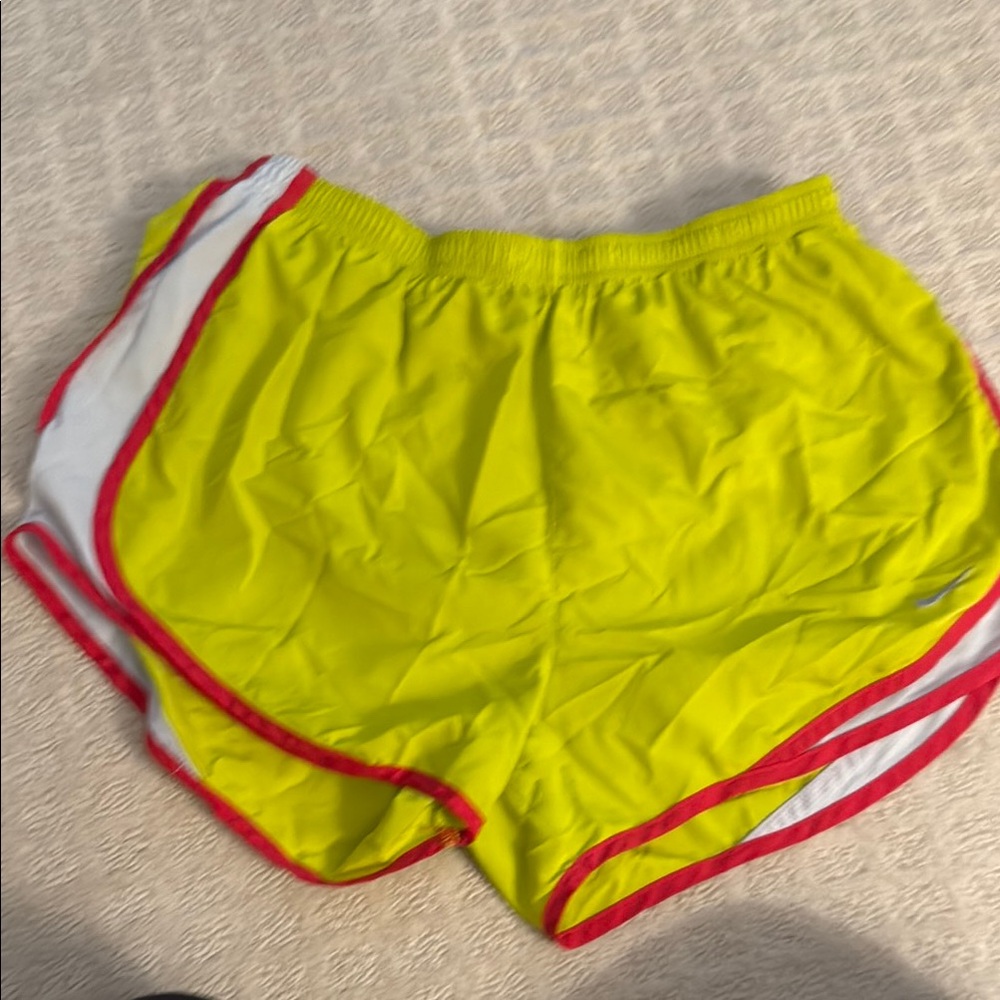 Nike Women's Yellow and Red Athletic Shorts